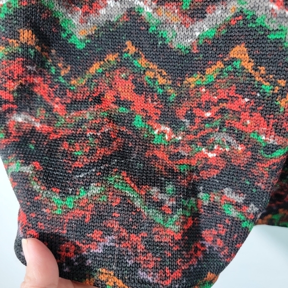 ALBERTO MAKALI Women's Open Front Cardigan Sz L Red Multi Wool Blend Chevron - Picture 11 of 12